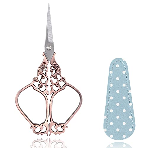 BIHRTC 4.5inch Embroidery Scissors Cross Stitch Scissors with Leather  Scissors Cover Stainless Steel Sharp Pointed Tip Sewing DIY Tool for  Needlework Artwork Sewing Handicraft
